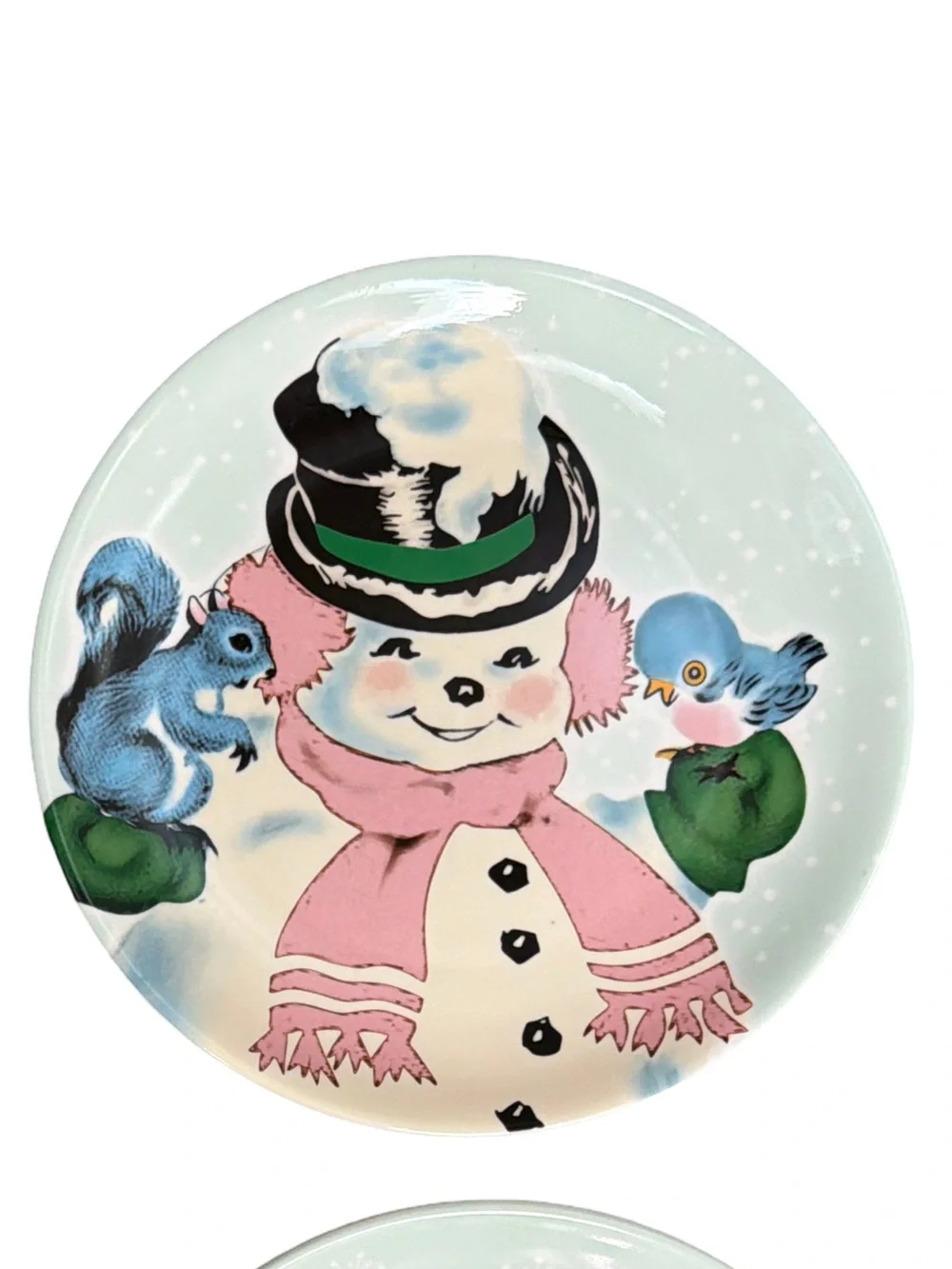 Mr. Christmas EUC Retro Santa, Reindeer & Snowman Christmas 8” Dessert Plates x4